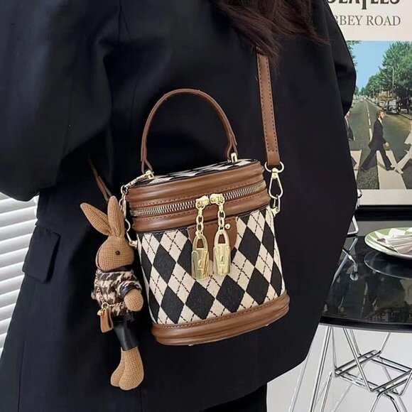 Quilted Lattice Crossbody Shoulder Bags for Women Small Tote Square Satchel Hand - Picture 3 of 7